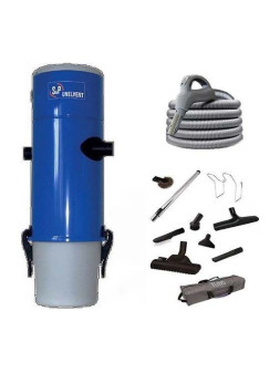 Kit aspiration centralisée Unelvent Saphir 600N + flexible inter 9 m + set nettoyage Ambiance