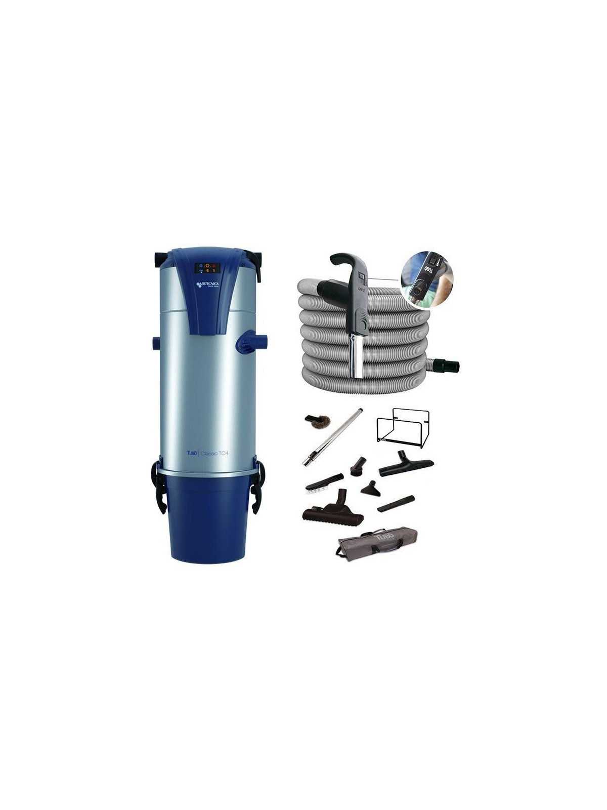 Kit aspiration centralisée Aertecnica  TC4 + flexible 9M variateur + set Confort