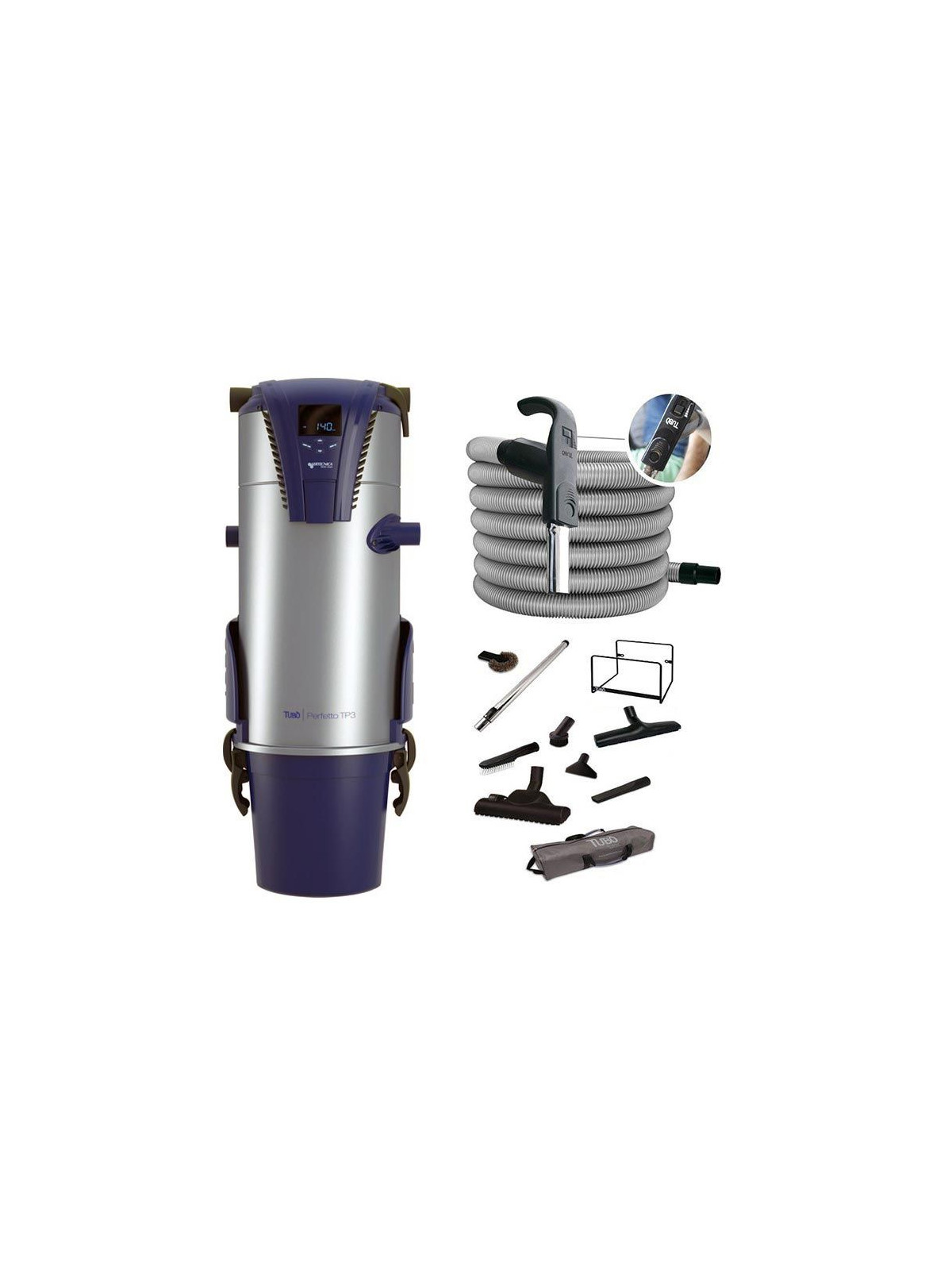 Kit aspiration centralisé Aertecnica TP3 flexible variateur Power Control et set Tubo Confort