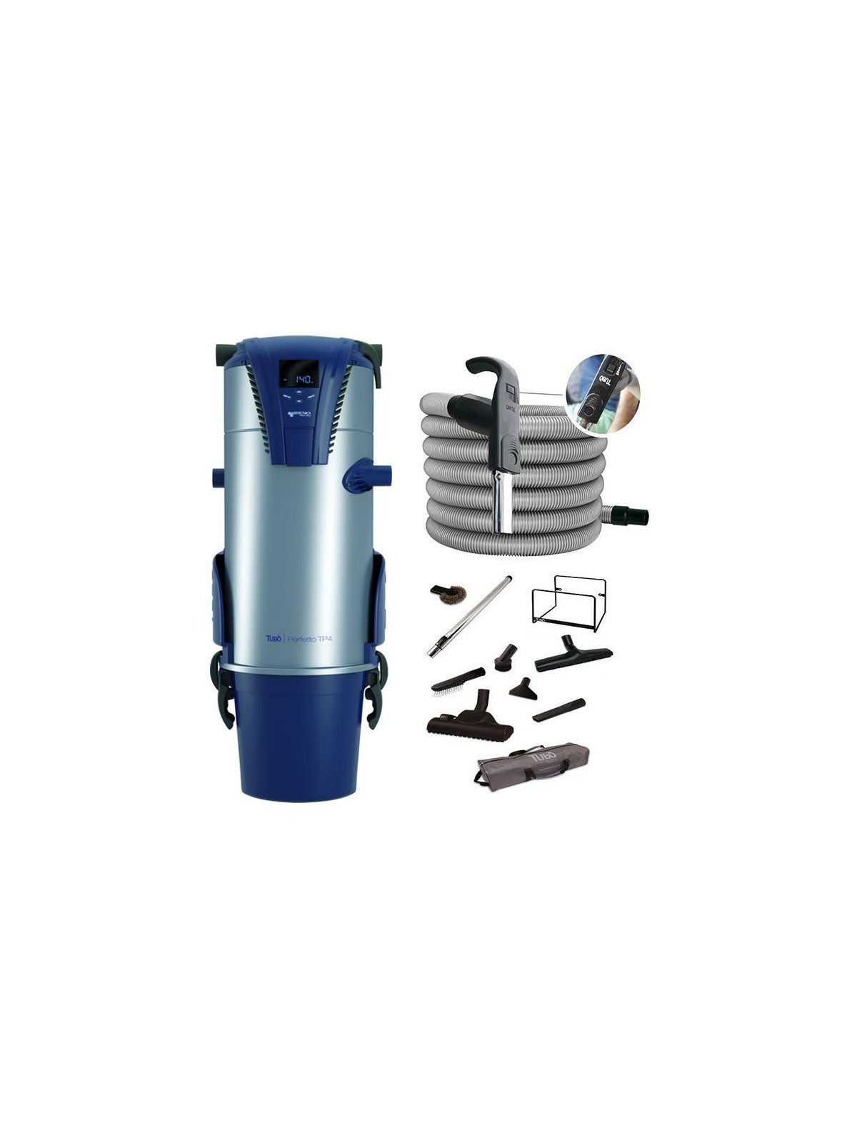 Kit aspiration centralisée Aertecnica  TP4 + flexible 9M variateur + set Confort